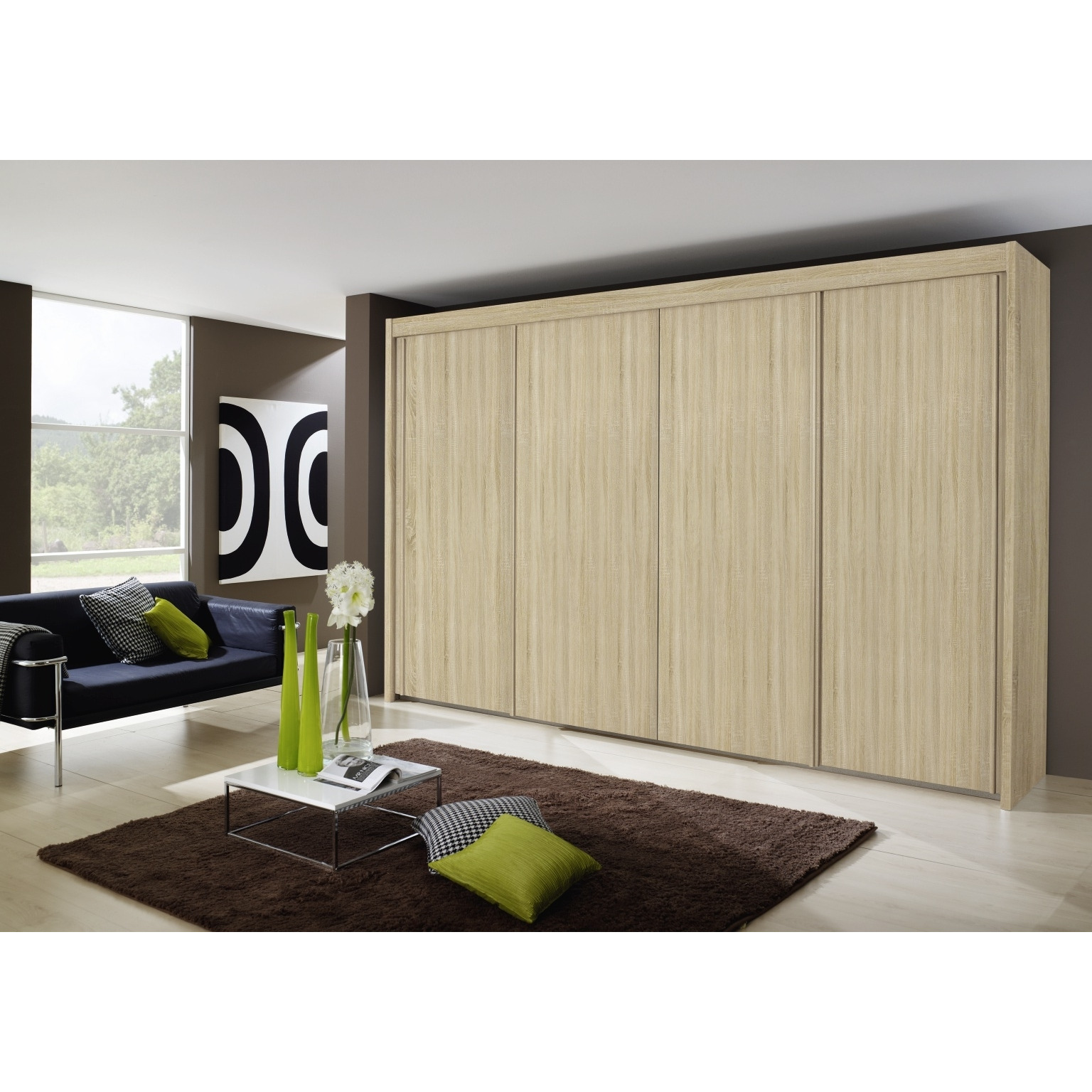 Rauch Imperial 4 Door Sliding Wardrobe in Sonoma Oak - W 350cm