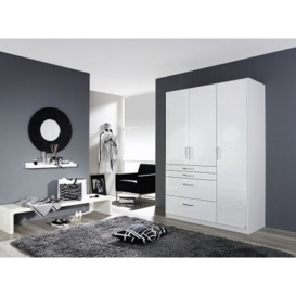 Homburg 3 Door Wardrobe in White - W 136cm - thumbnail 1