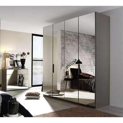 Miramar 4 Door All Mirror Wardrobe in Silk Grey - W 201cm - image 1