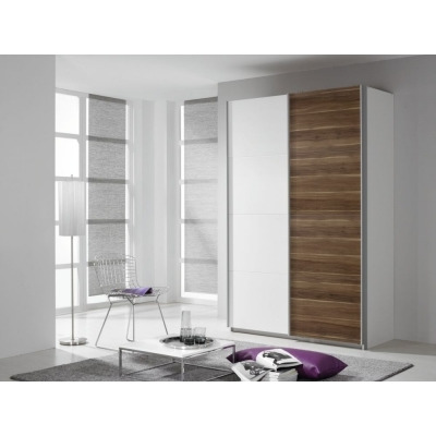 Quadra 2 Door Sliding Wardrobe in White and Oak - W 136cm - image 1