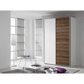 Quadra 2 Door Sliding Wardrobe in White and Oak - W 136cm - thumbnail 1