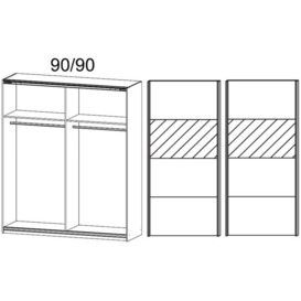 Quadra 2 Door Sliding Wardrobe in White Partial Glass - W 181cm - thumbnail 2