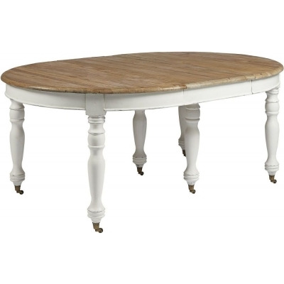 Asbury Old Pine White Painted Dining Table, 125cm-325cm Seats 4 to 12 Diners Oval Extending Top with Turned Legs - Gerogian Style - image 1