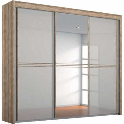 Ravello 3 Door Sliding Wardrobe in Oak and Silk Grey - W 225cm - image 1