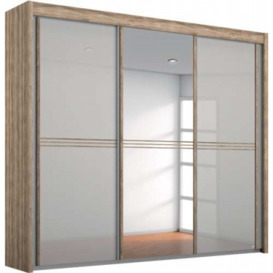Ravello 3 Door Sliding Wardrobe in Oak and Silk Grey - W 225cm - thumbnail 1