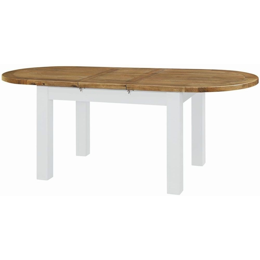 Cotswold White Painted Pine Dining Table, Seats 6 to 8 Diners, 180cm to 220cm Extending Oval Top