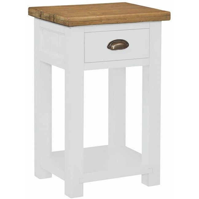 Cotswold White Painted Pine Narrow Hallway Console Table with 1 Drawer
