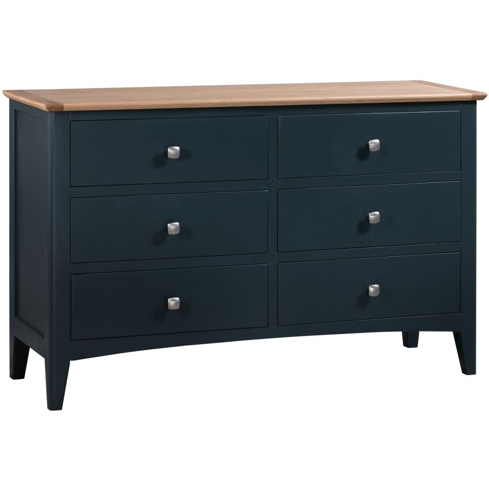 Lowell Blue and Oak Wide Chest, 6 Drawers - image 1
