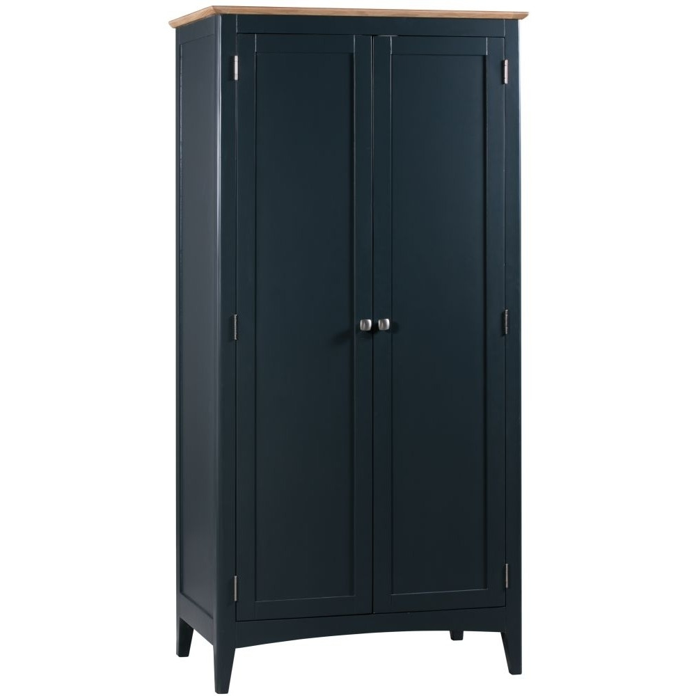 Lowell Blue and Oak Double Wardrobe, All Hanging with 2 Doors - image 1