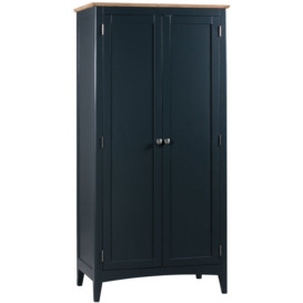Lowell Blue and Oak Double Wardrobe, All Hanging with 2 Doors - thumbnail 1