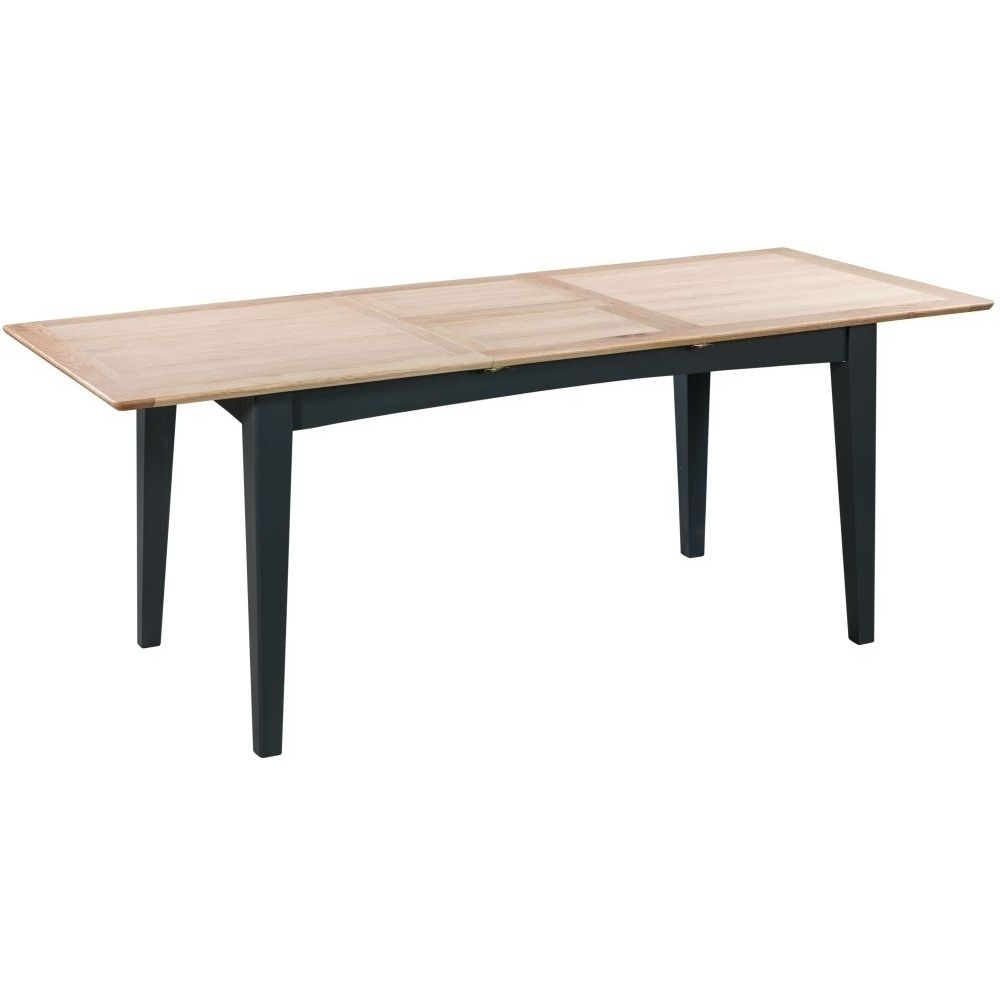 Lowell Blue and Oak Dining Table, Seats 6 to 8 Diners, 160cm to 210cm Extending Rectangular Top - image 1