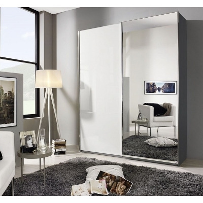 Essensa 2 Door Sliding Wardrobe in Metallic Grey and High Gloss White - W 181cm - image 1