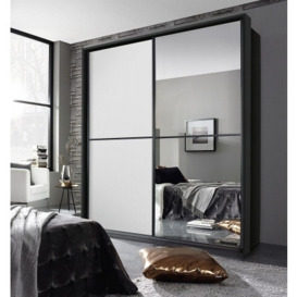 Essensa 2 Door Sliding Wardrobe in Metallic Grey and White - W 226cm - thumbnail 1