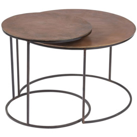 Ferro Vintage Metal Round Nest of 2 Coffee Table