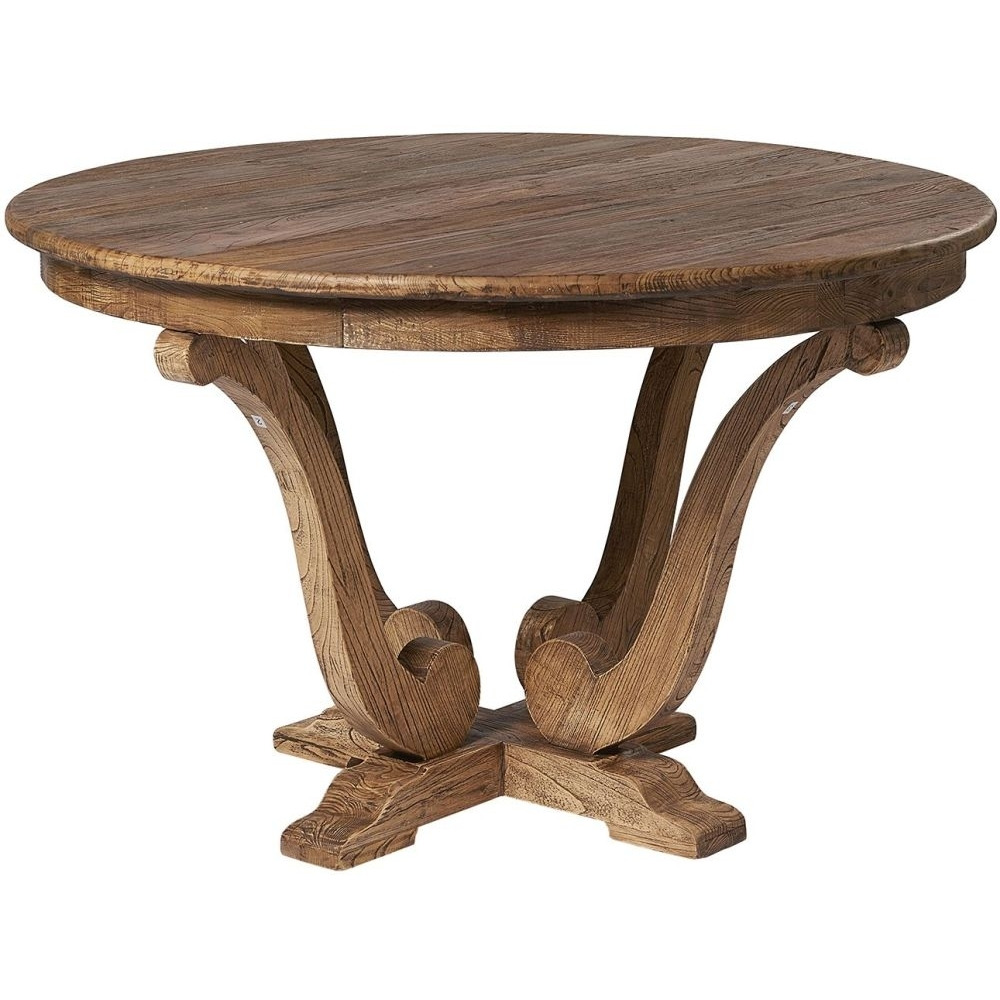 Hudson Bay Old Reclaimed Elm Round Table - Victorian Style - image 1