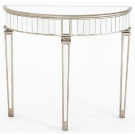 Antoinette Mirrored Half Moon Console Table with Champagne Trim - thumbnail 4