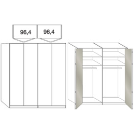 Loft 4 Door Bi Fold Wardrobe in Oak and Magnolia Glass - W 200cm - thumbnail 2