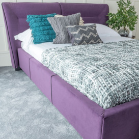 Simba Purple Velvet Fabric Upholstered 4ft 6in Double Bed - thumbnail 3
