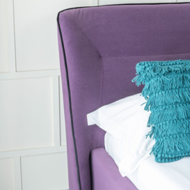 Simba Purple Velvet Fabric Upholstered 4ft 6in Double Bed - thumbnail 2