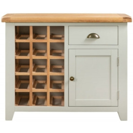 Lundy Grey and Oak Small Sideboard Wine Rack - thumbnail 1
