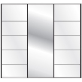 VIP Westside 3 Door Mirror Sliding Wardrobe in White Glass - W 250cm - thumbnail 2