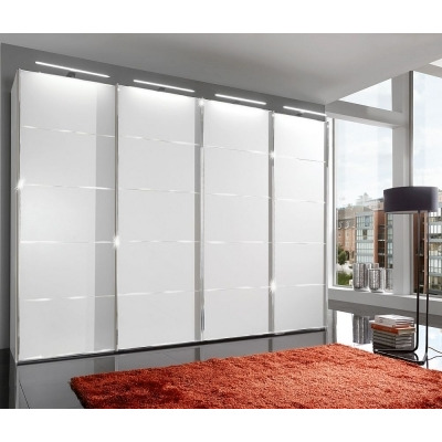 VIP Westside 4 Door Sliding Wardrobe in White with Chrome Trims - W 400cm - image 1