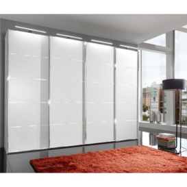 VIP Westside 4 Door Sliding Wardrobe in White with Chrome Trims - W 400cm - thumbnail 1