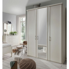 Bern 3 Door Mirror Wardrobe in White - W 150cm - thumbnail 1