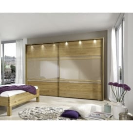 Modena 2 Door Sliding Wardrobe in Oak and Sahara Glass - W 300cm