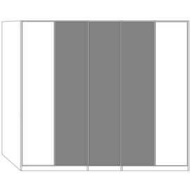 Portland 5 Door Wardrobe in White and Pebble Grey - W 250cm - thumbnail 2