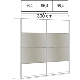 Limara Sliding Wardrobe in Pebble Grey and Line 2 and 3 in Pebble Grey Glass - W 300cm - thumbnail 2