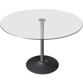 Vida Living Orbit Grey and Glass 100cm Round Dining Table - thumbnail 1