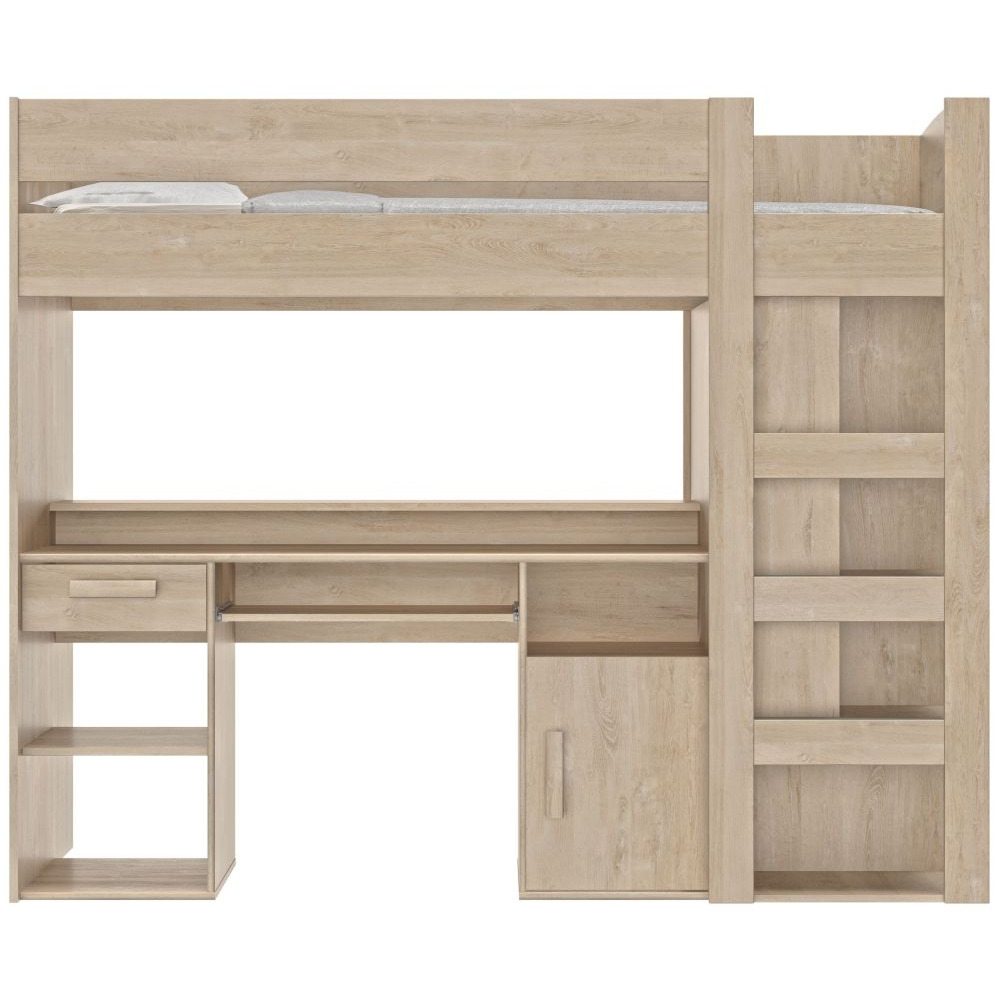 Gami Montana Blond Oak Mezzanine High Sleeper Bed