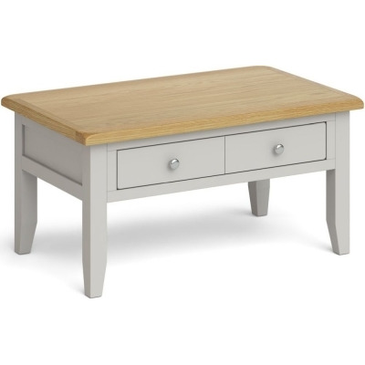 Cross Country Grey and Oak Coffee Table, Storage with 2 Drawers - image 1