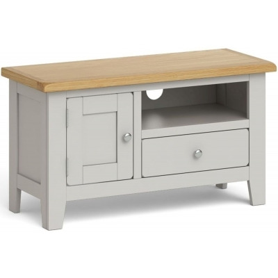 Cross Country Grey and Oak Small TV Unit, 90cm with Storage for Television Upto 32in Plasma - image 1