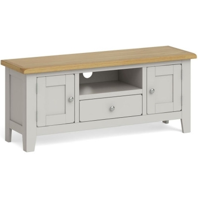 Cross Country Grey and Oak Large TV Unit, 120cm with Storage for Television Upto 43in Plasma - image 1