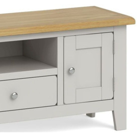 Cross Country Grey and Oak Large TV Unit, 120cm with Storage for Television Upto 43in Plasma - thumbnail 3