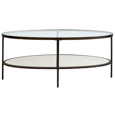 Dundee Glass Top Coffee Table with Brass Trim - image 1