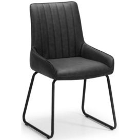 Soho Antique Black Leather Dining Chair (Sold in Pairs) - thumbnail 3