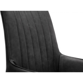 Soho Antique Black Leather Dining Chair (Sold in Pairs) - thumbnail 2