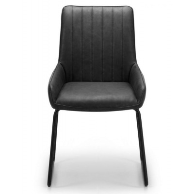 Soho Antique Black Leather Dining Chair (Sold in Pairs) - image 1