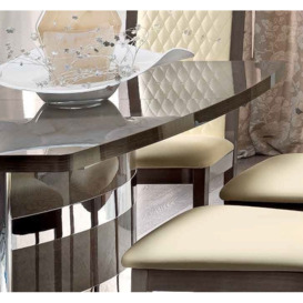 Camel Platinum Day Silver Birch Italian Butterfly Extending Dining Table and 6 Rombi Ivory Eco Leather Chairs - thumbnail 3