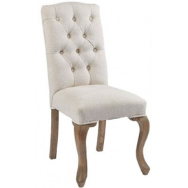 Asbury Natural Dining Chair, Tufted Velvet Fabric Upholstered (Sold in Pairs)