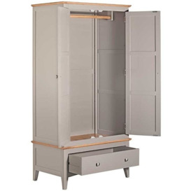 Lowell Grey and Oak Double Wardrobe, 2 Doors with 1 Bottom Storage Drawer - thumbnail 2