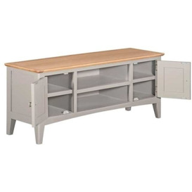 Lowell Grey and Oak Large TV Unit, 120cm W with Storage for Television Upto 43in Plasma - thumbnail 2