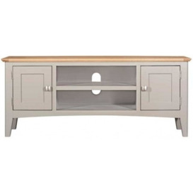 Lowell Grey and Oak Large TV Unit, 120cm W with Storage for Television Upto 43in Plasma - thumbnail 1