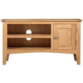 Eva Natural Oak Small TV Unit, 90cm W with Storage for Television Upto 32in Plasma - thumbnail 1
