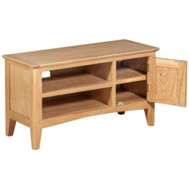 Eva Natural Oak Small TV Unit, 90cm W with Storage for Television Upto 32in Plasma - thumbnail 2