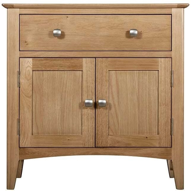 Eva Natural Oak Compact Sideboard, 75cm W with 2 Doors and 1 Drawer - image 1