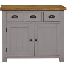 Cotswold Grey Painted Pine Small Sideboard, 105cm W with 2 Doors and 3 Drawers